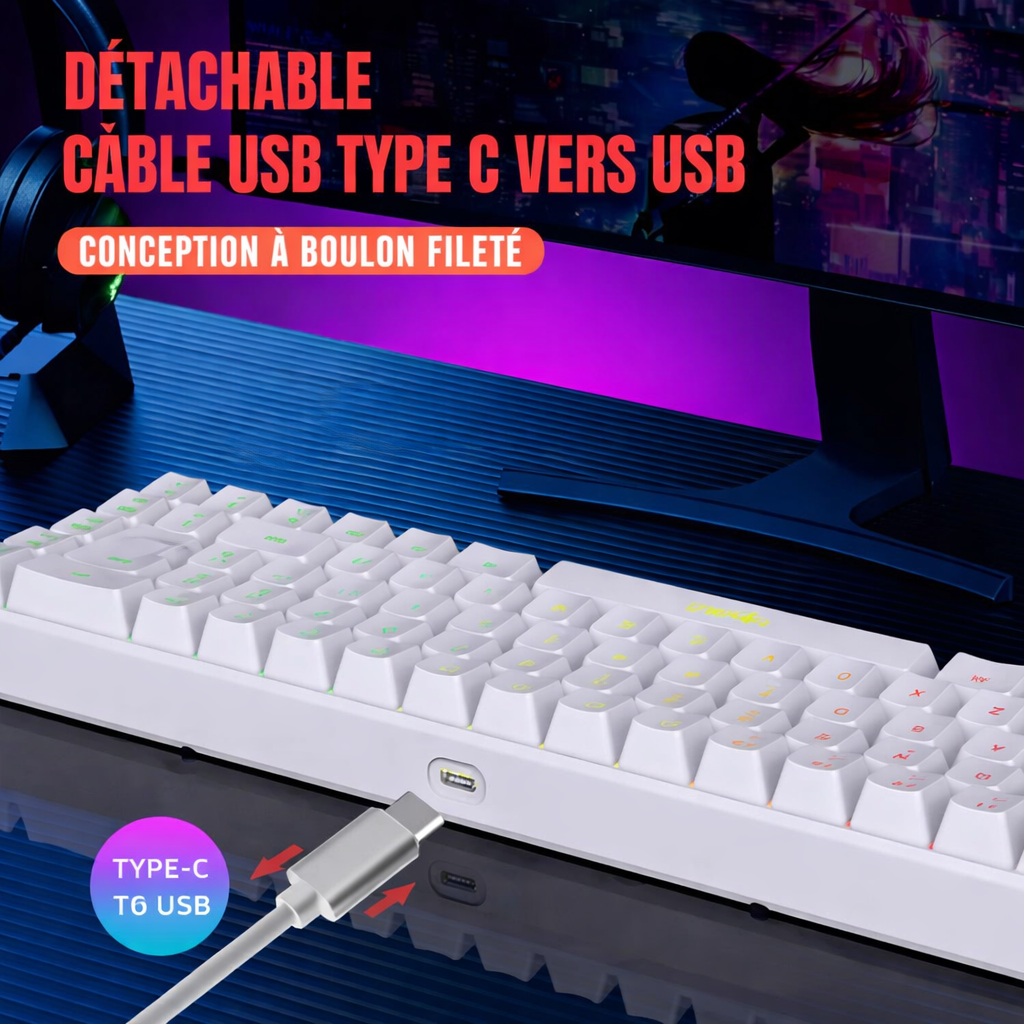 Clavier HXSJ gaming RGB